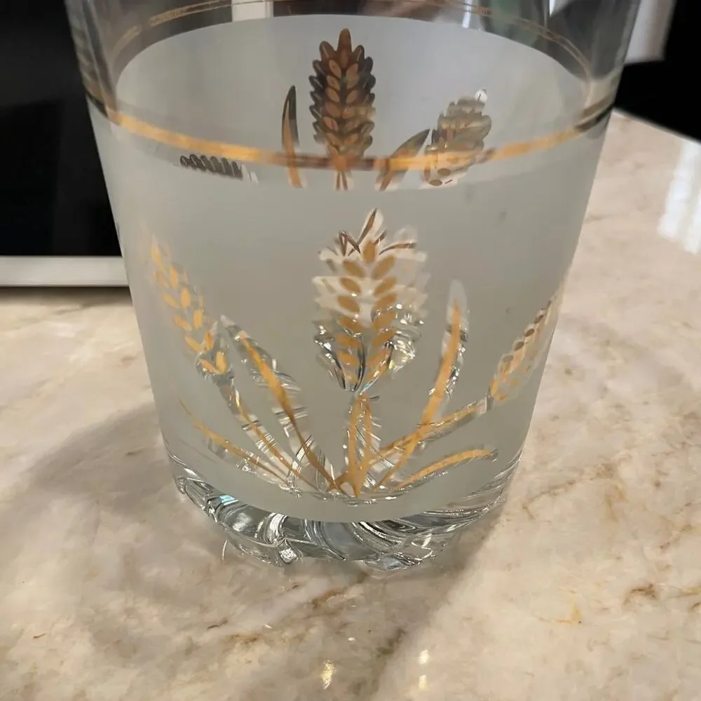 Vintage 60’s DeValbor etched with gold cocktail ice bucket Italy MCM